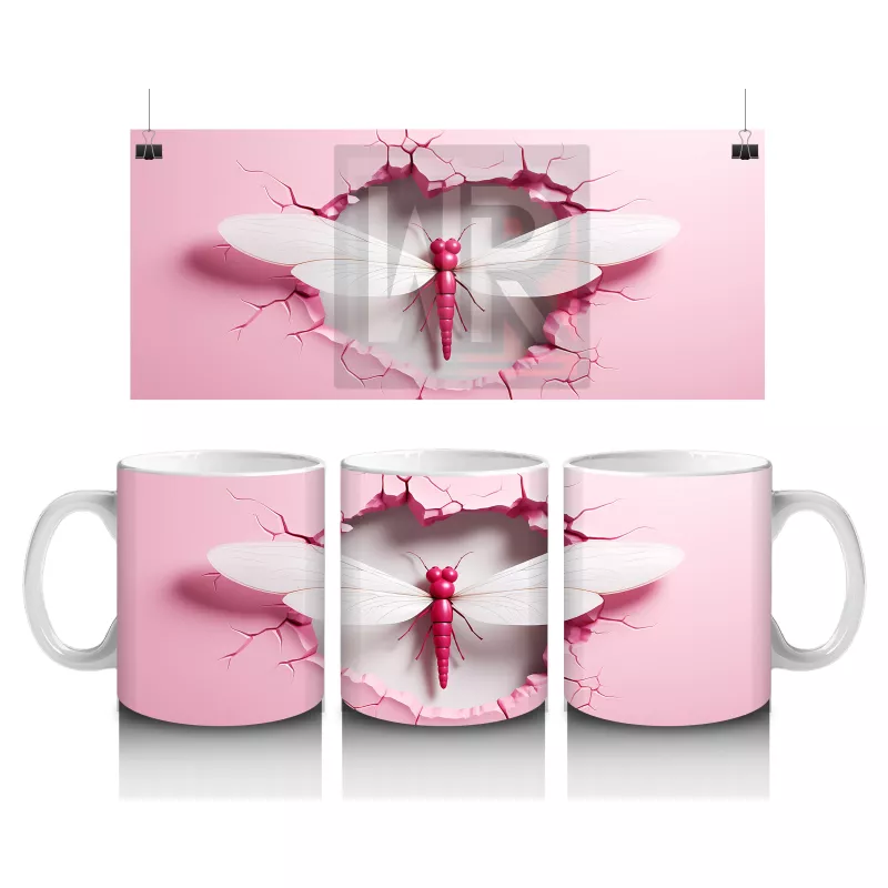 Pembe Duvarı Kırarak Uçan Ejderha Sineği - Baskılı kahve kupası