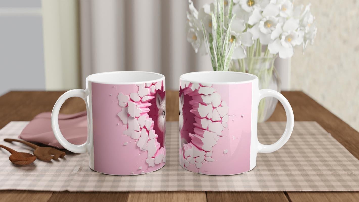 Pembe Duvarı Yırtan Sevimli Lama Temalı Baskılı Kupa Bardak - 5