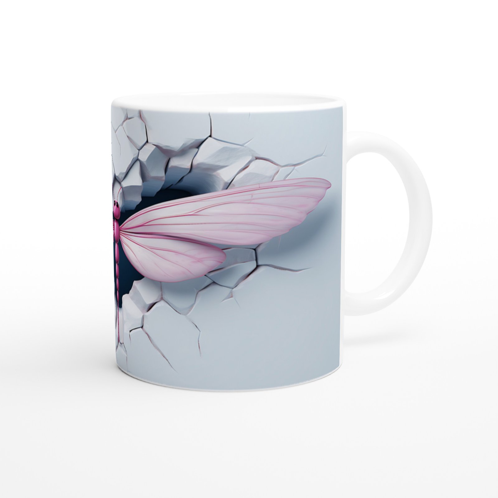 Pembe Ejderha Sineği Kırık Duvar Temalı Baskılı Kupa Bardak - 2