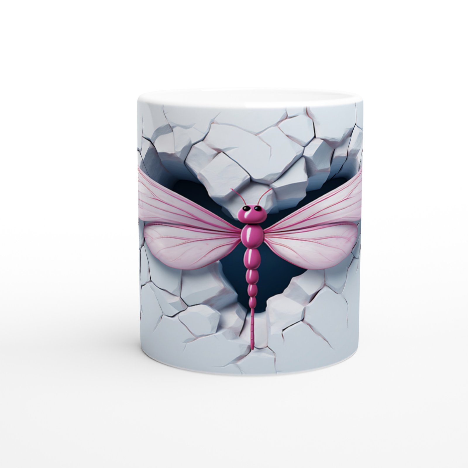 Pembe Ejderha Sineği Kırık Duvar Temalı Baskılı Kupa Bardak