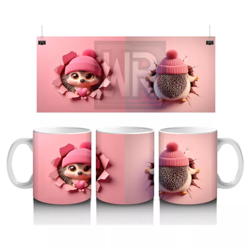 Pembe Elbiseli Oyuncak Kirpi – Baskılı Kahve Kupası