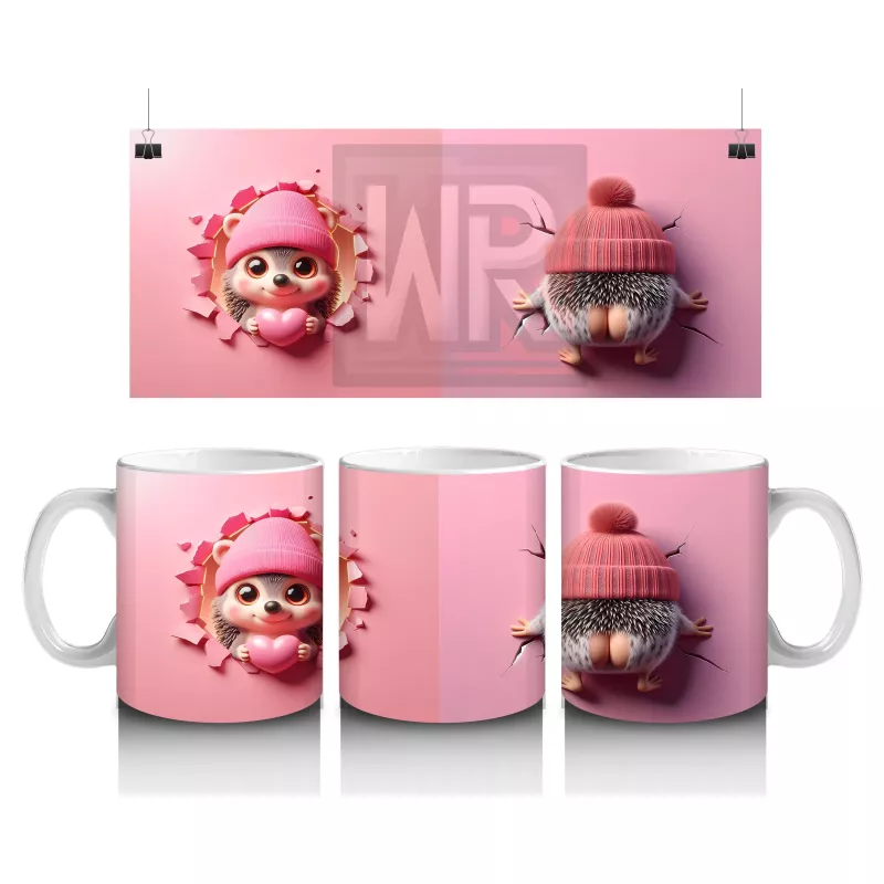 Pembe Fon Üzerinde Bereli Sevimli Ayıcık Tasarımı - Baskılı kahve kupası