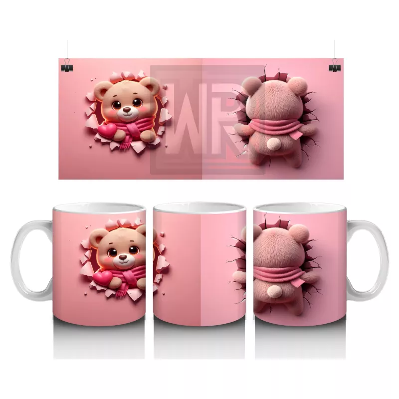 Pembe Fon Üzerinde Sevimli Maskot Buzağı – Baskılı Kahve Kupası