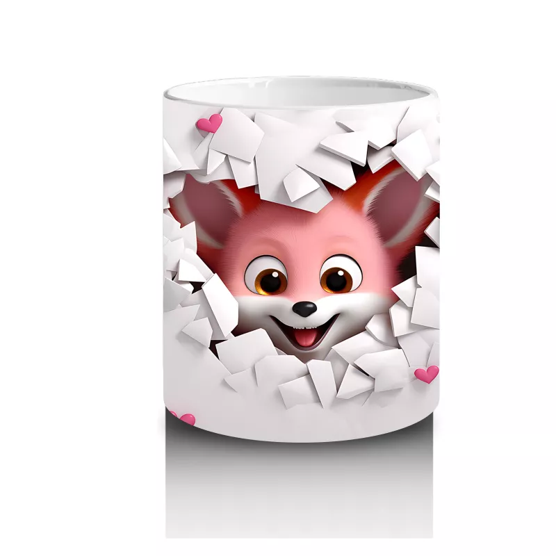 Pembe Fona Dönük Sevimli Ayıcık – Baskılı Kahve Kupası - 3