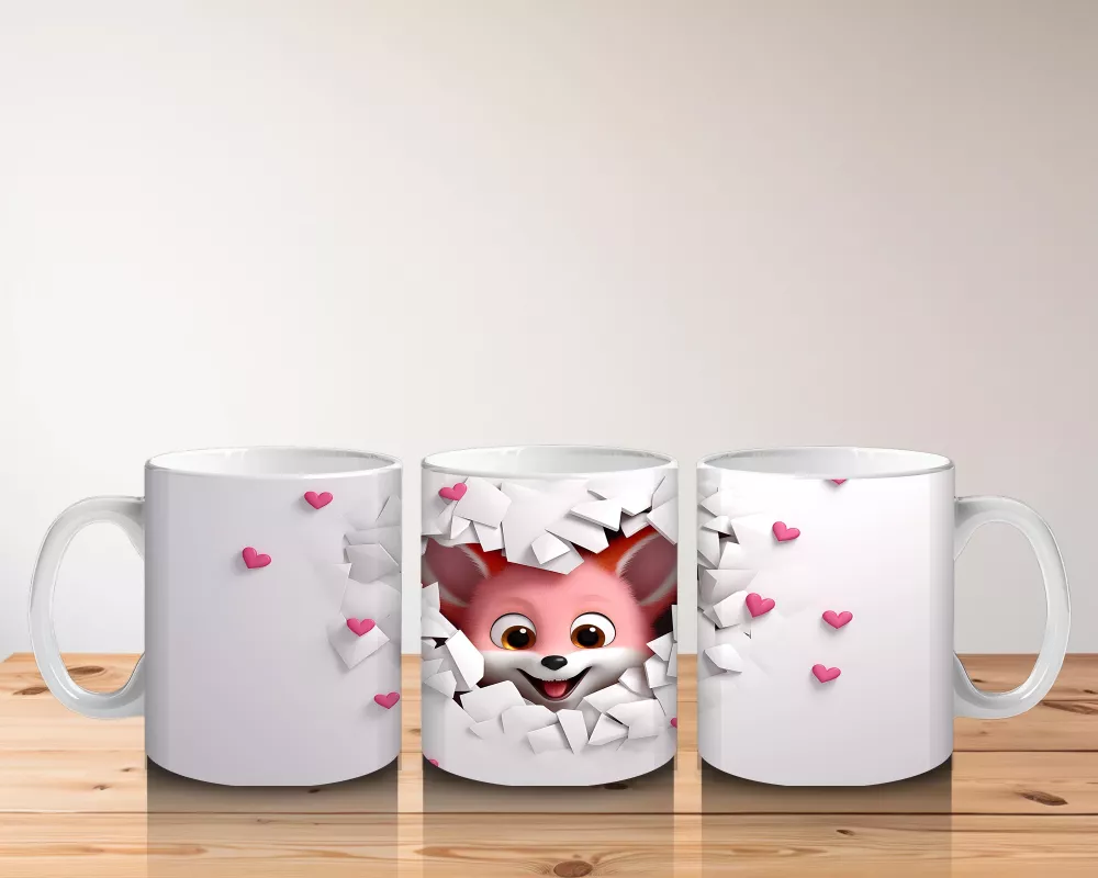 Pembe Fona Dönük Sevimli Ayıcık – Baskılı Kahve Kupası - 5