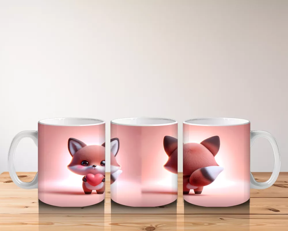 Pembe Fondaki Tilki Figürleri – Baskılı Kahve Kupası - 5