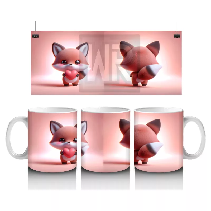 Pembe Fondaki Tilki Figürleri – Baskılı Kahve Kupası