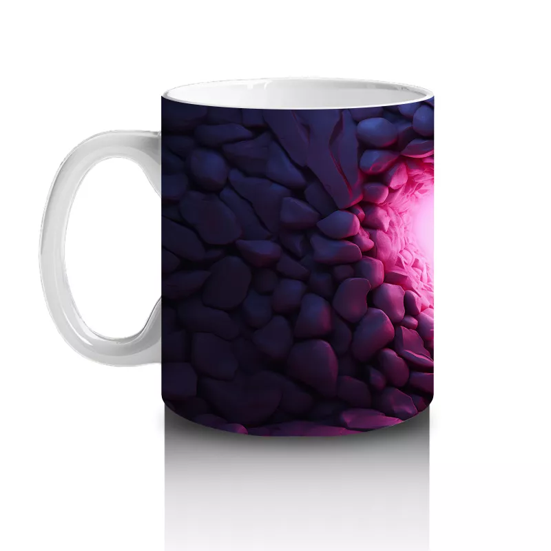 Pembe Işıklar Arasında Parlayan Kelebek – Baskılı Kahve Kupası - 2