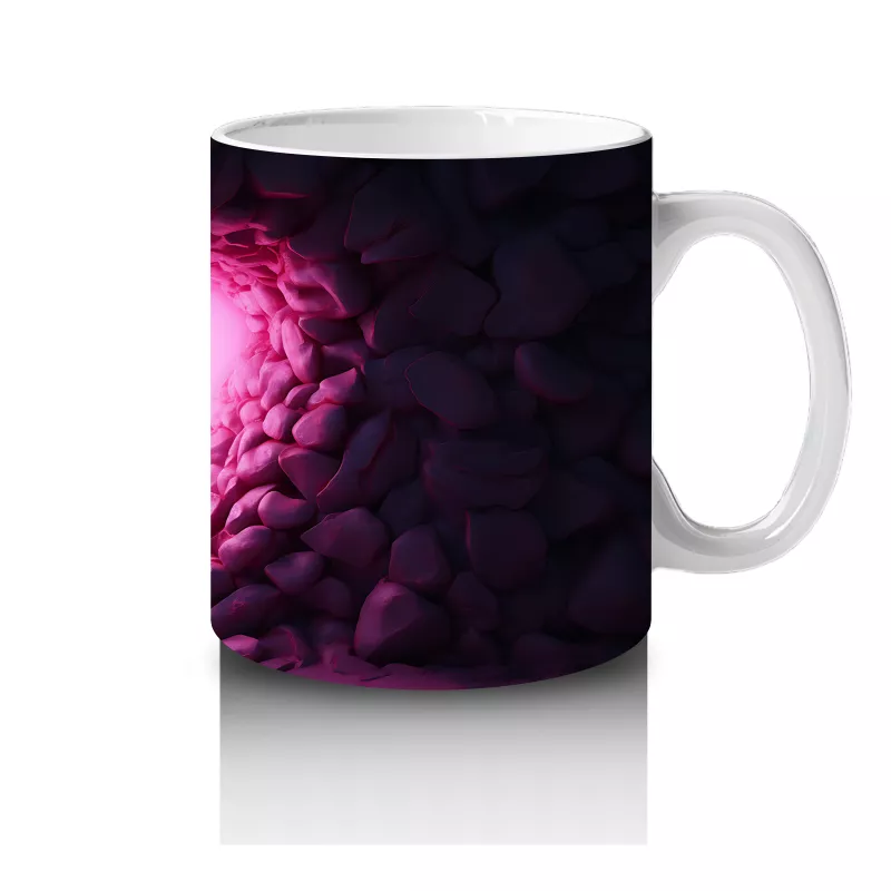 Pembe Işıklar Arasında Parlayan Kelebek – Baskılı Kahve Kupası - 4