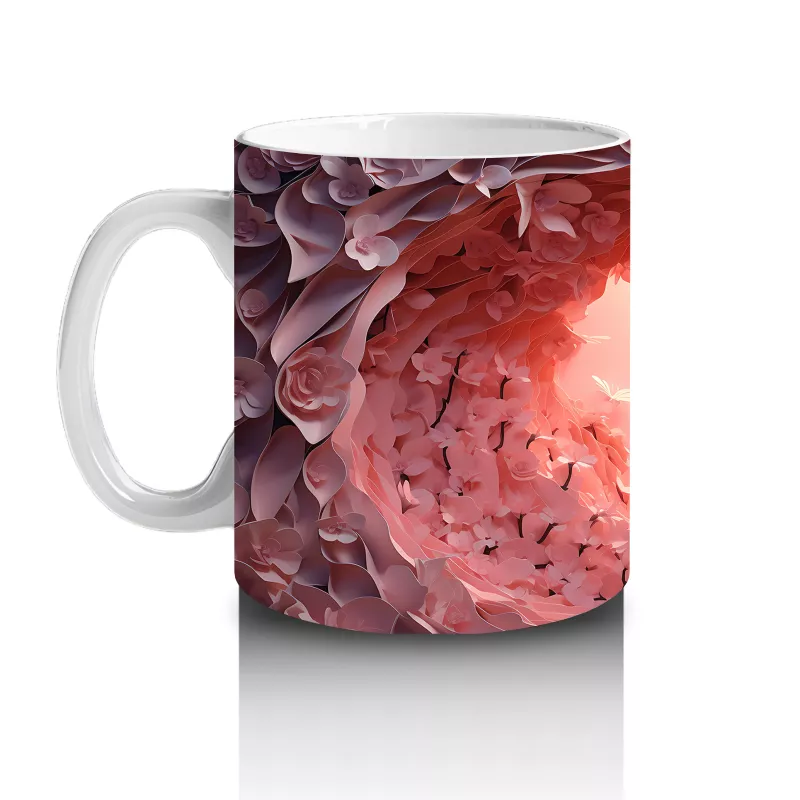 Pembe Işıkların Altında Uçuşan Kelebekler – Baskılı Kahve Kupası - 2