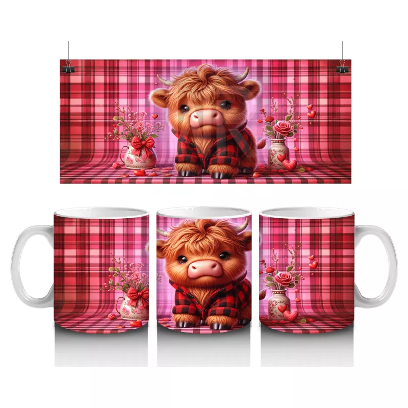 Pembe Işıklı Arka Planda Kız Figürü – Baskılı Kupa