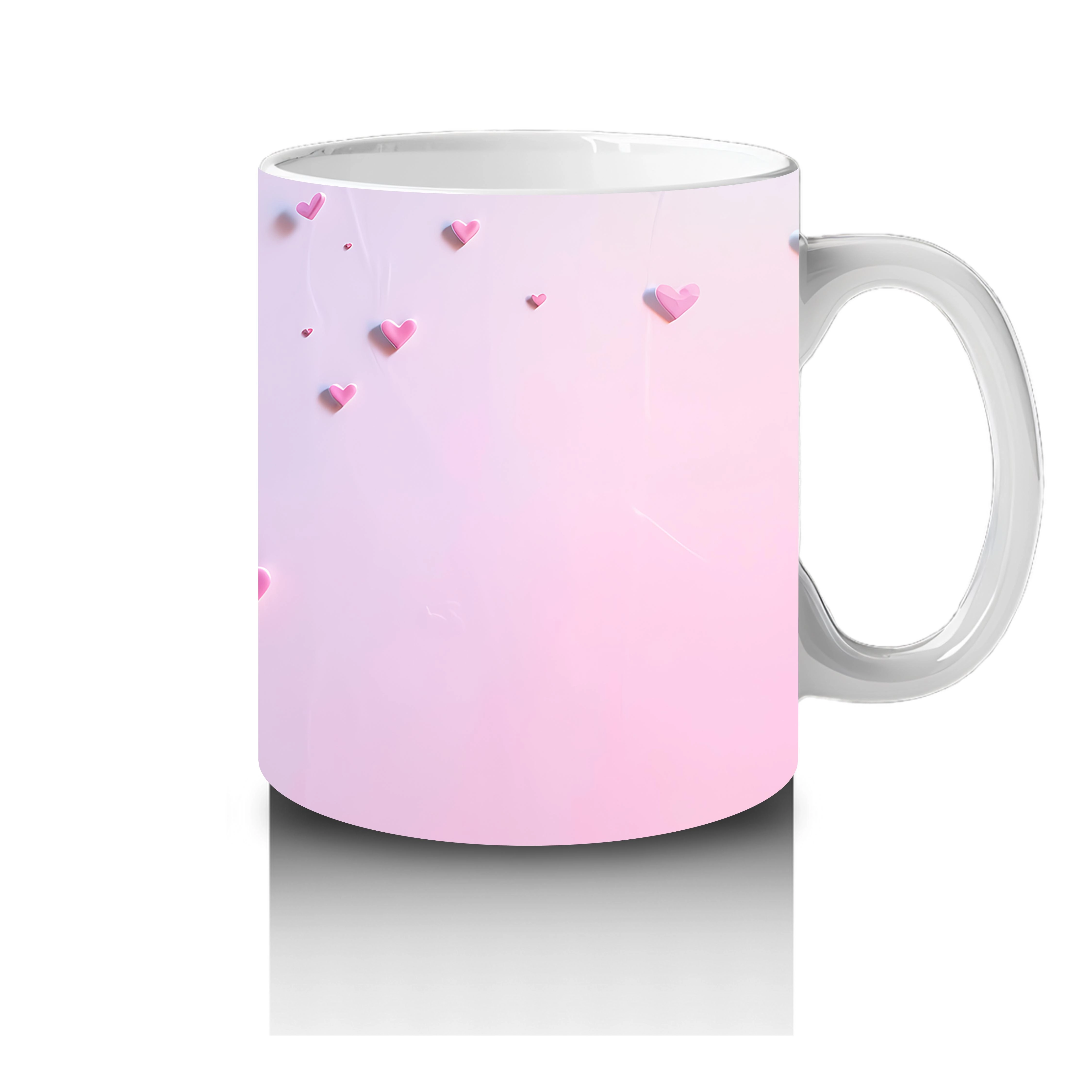 Pembe Kalpler Arasında Uçan Mavi Köpek Balığı – Baskılı Kahve Kupası - 4