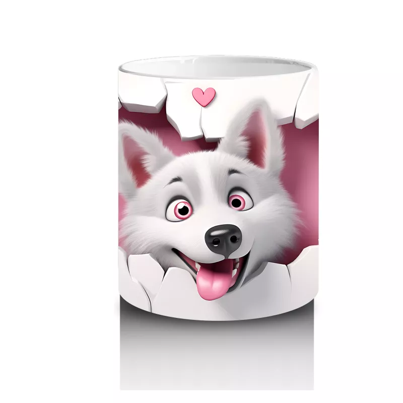 Pembe Kalplerle Süslenmiş Sevimli Fil – Baskılı Kahve Kupası - 3