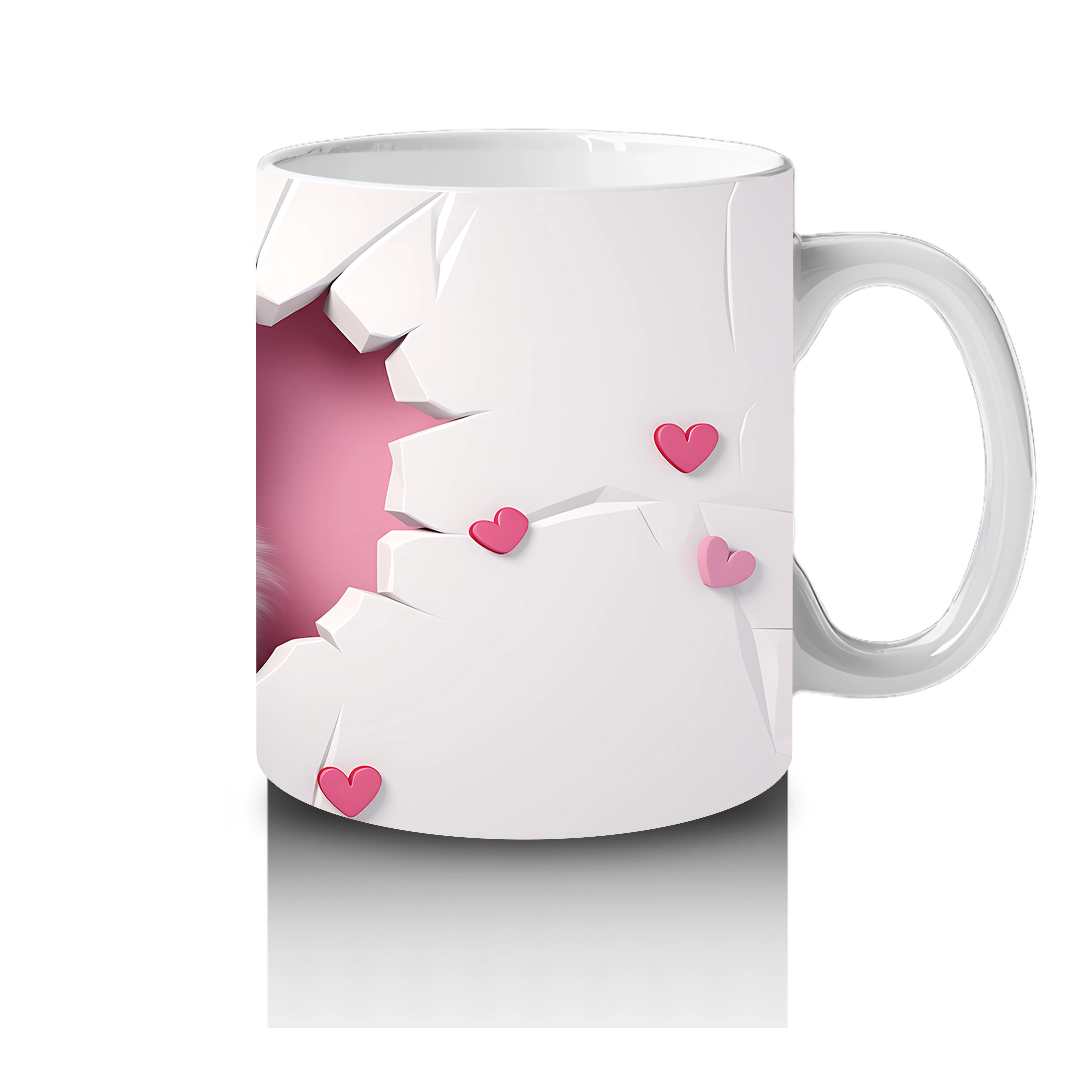 Pembe Kalplerle Süslenmiş Sevimli Fil – Baskılı Kahve Kupası - 4