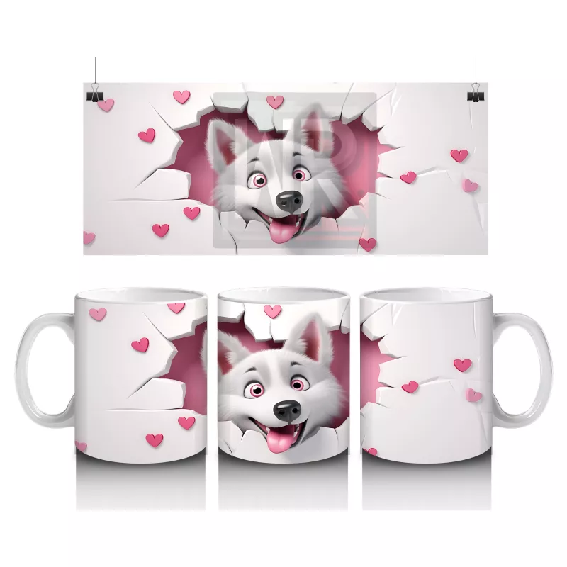 Pembe Kalplerle Süslenmiş Sevimli Fil – Baskılı Kahve Kupası