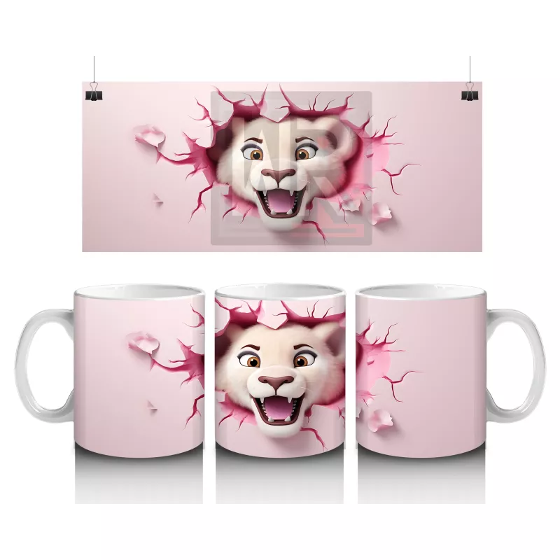 Pembe Kalplerle Süslenmiş Sevimli Köpek – Baskılı Kahve Kupası