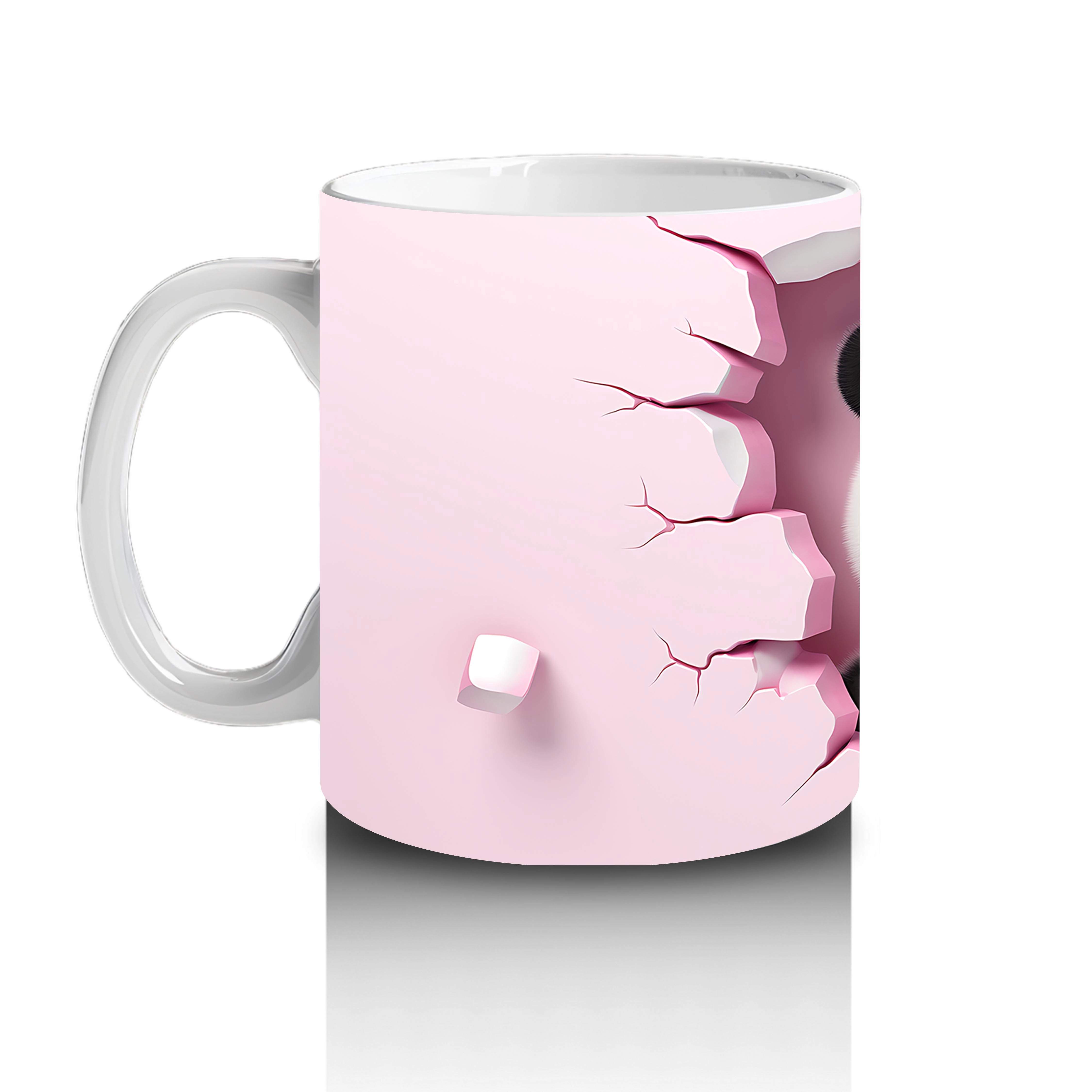 Pembe Kalplerle Süslenmiş Sevimli Panda Figürü - Baskılı kahve kupası - 2