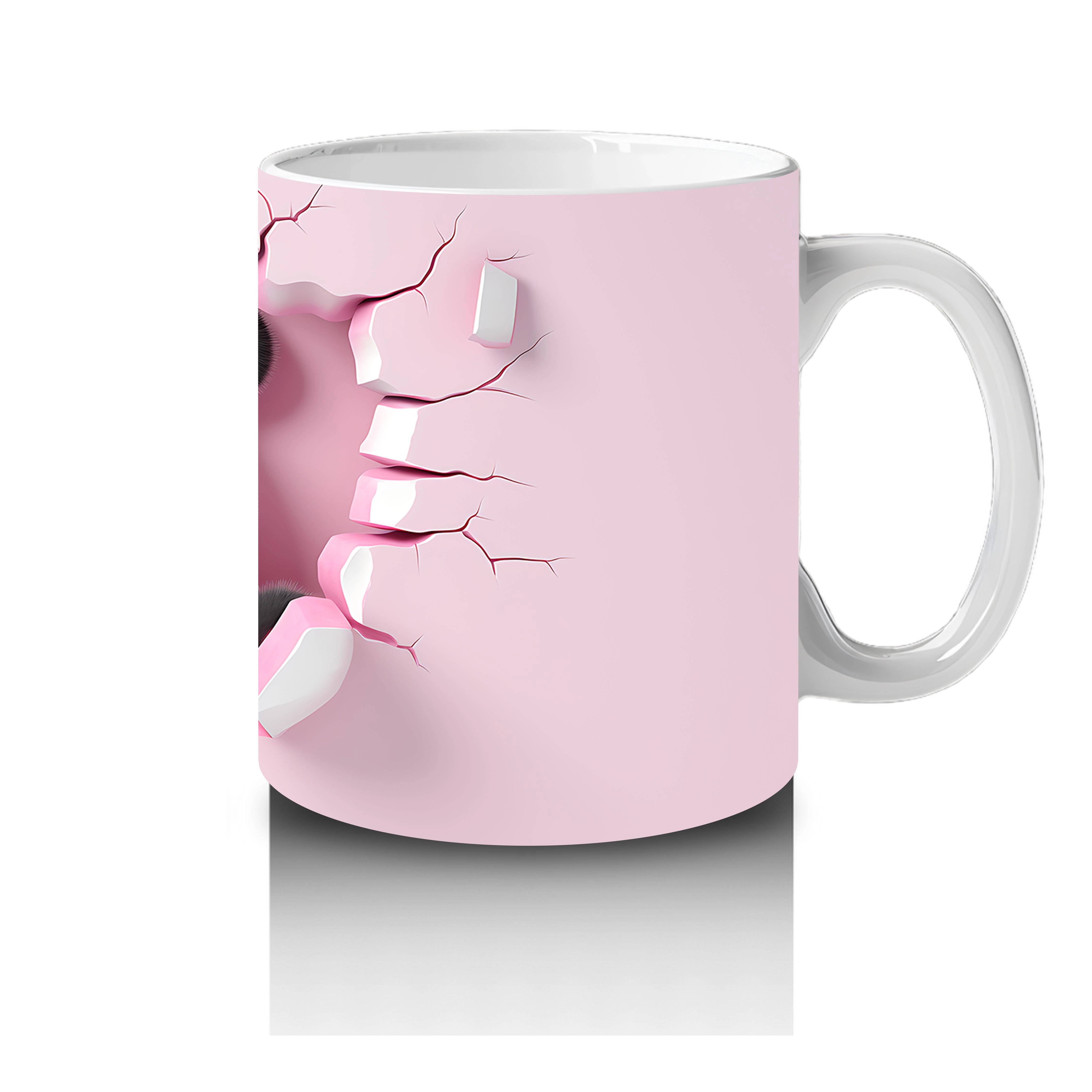 Pembe Kalplerle Süslenmiş Sevimli Panda Figürü - Baskılı kahve kupası - 4