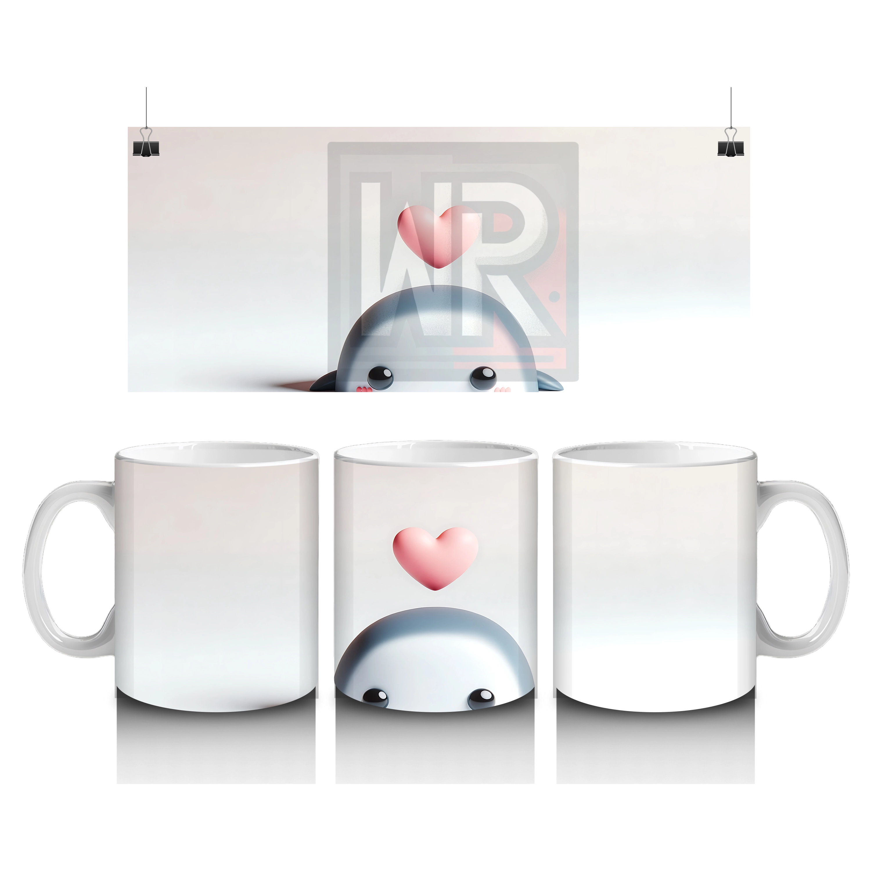 Pembe Kalpli Balonla Penguen Maskotu – Baskılı Kahve Kupası