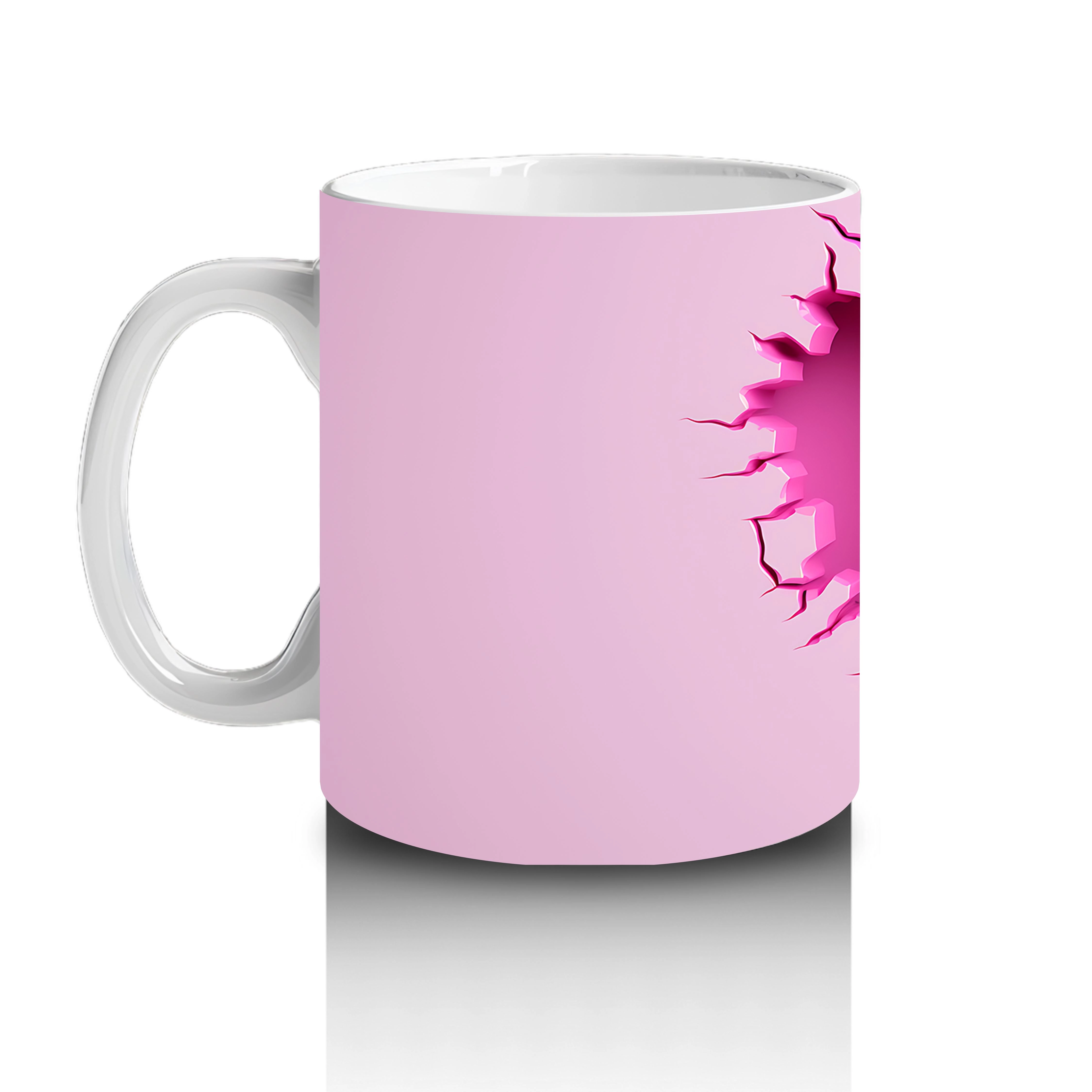 Pembe Kalpli Duvar Önünde Sevimli Zebra – Baskılı Kahve Kupası - 2