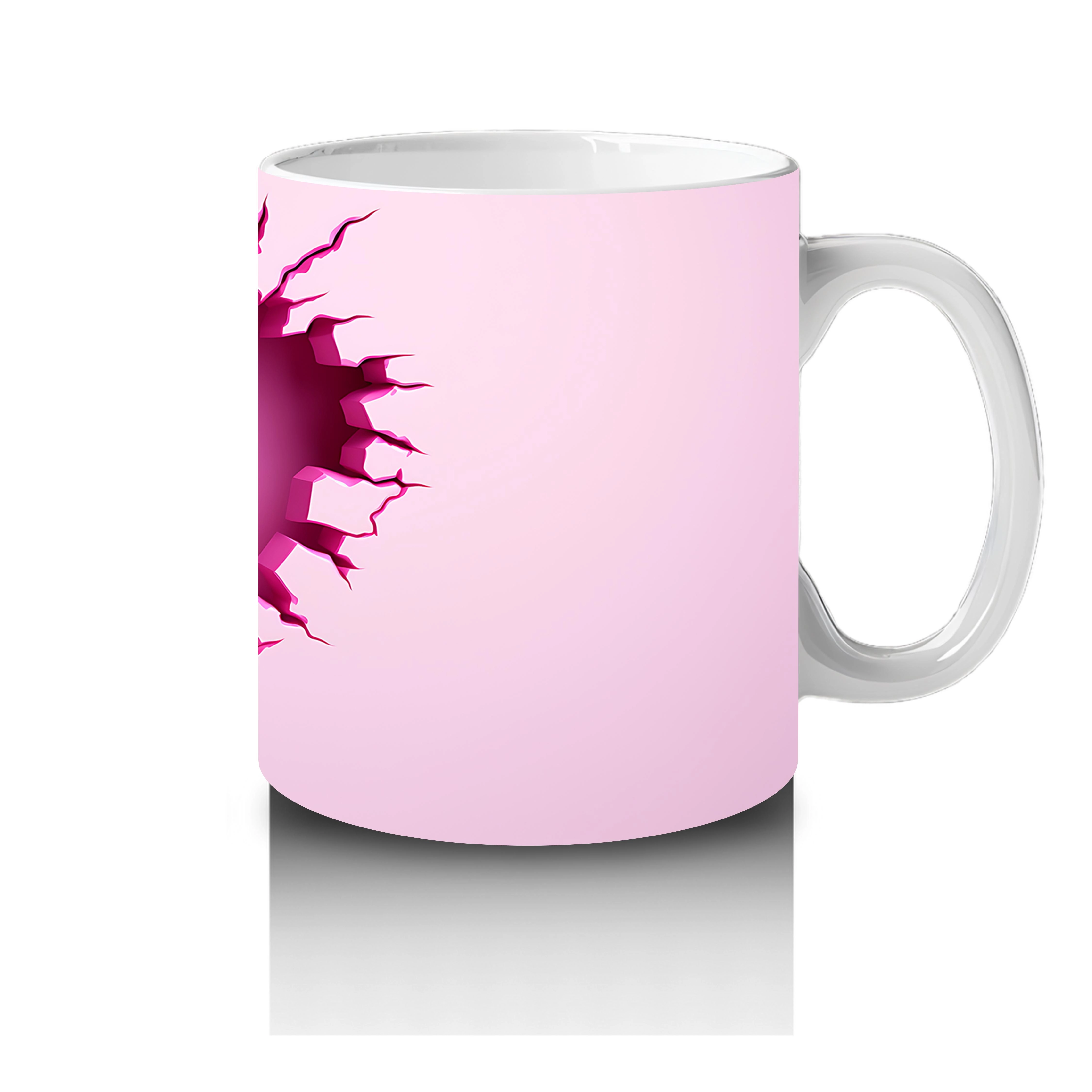 Pembe Kalpli Duvar Önünde Sevimli Zebra – Baskılı Kahve Kupası - 4