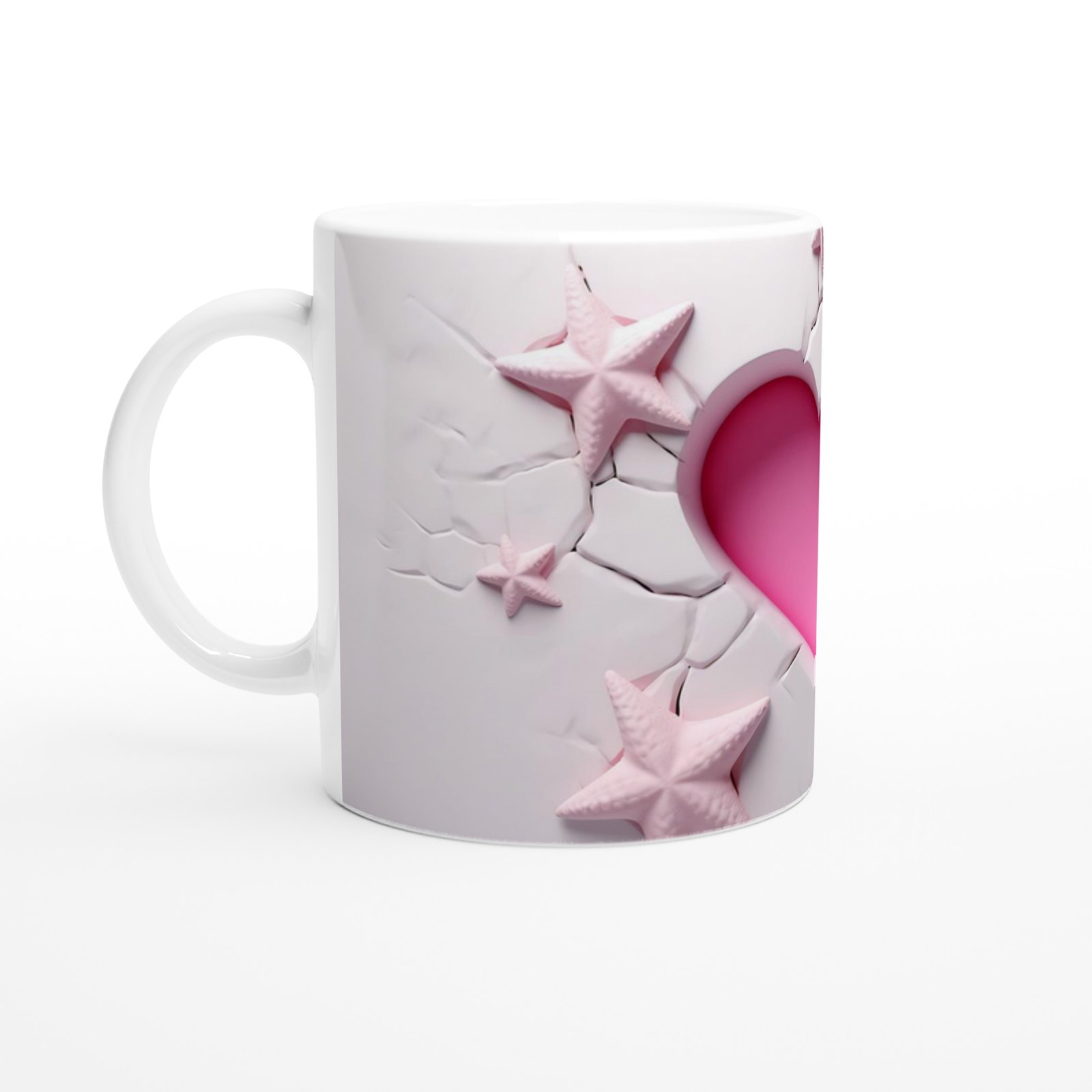 Pembe Kalpli Duvar ve Deniz Yıldızları Temalı Baskılı Kupa Bardak - 2