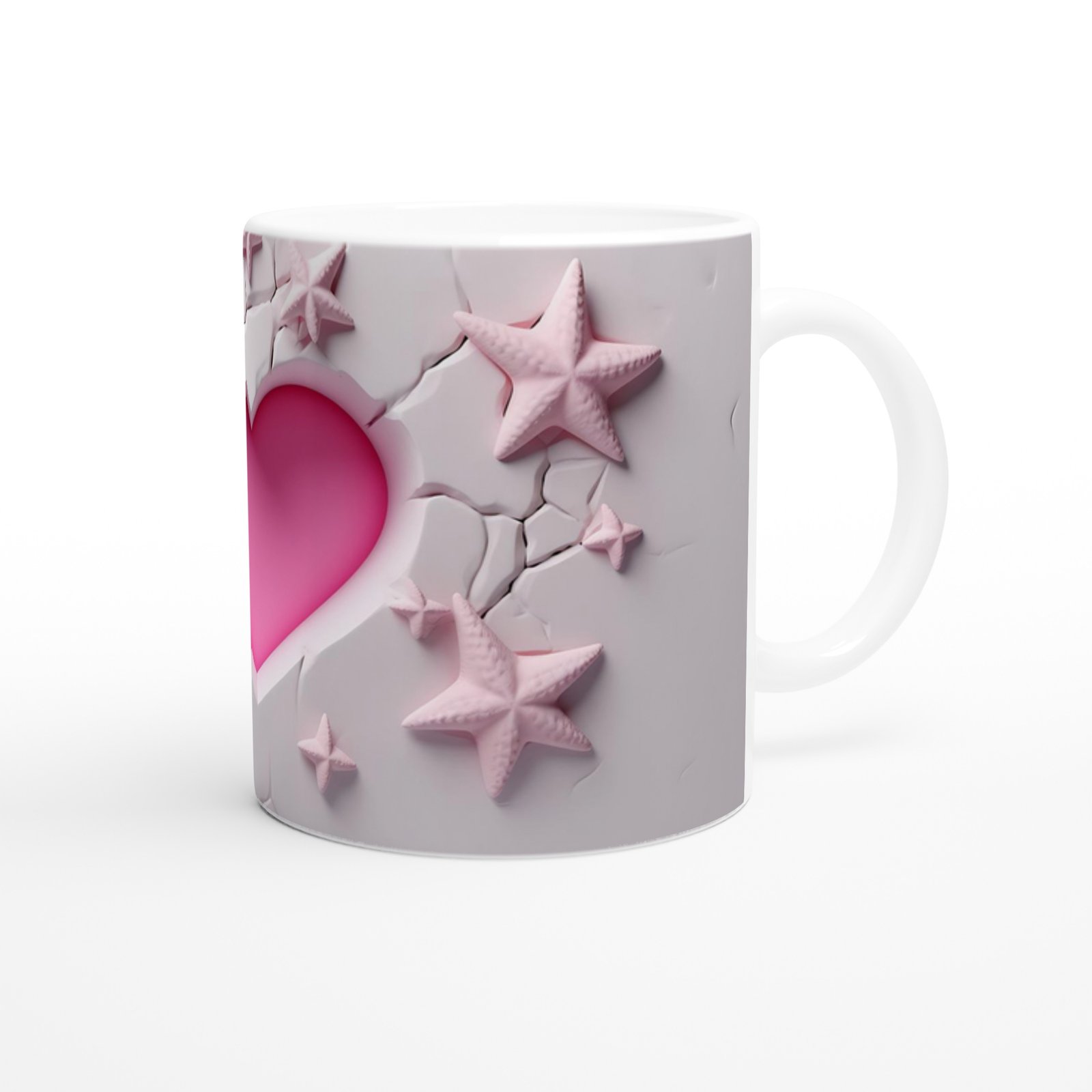 Pembe Kalpli Duvar ve Deniz Yıldızları Temalı Baskılı Kupa Bardak - 3