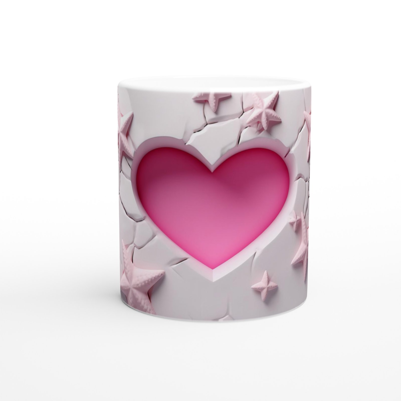 Pembe Kalpli Duvar ve Deniz Yıldızları Temalı Baskılı Kupa Bardak