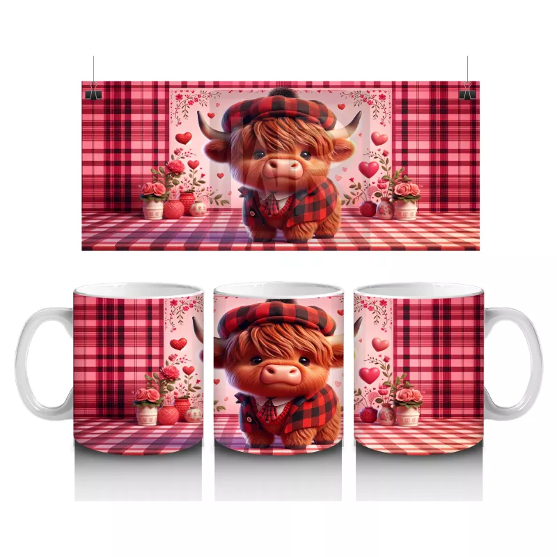 Pembe Kalpli Sahne Üzerinde Şapkalı Boğa – Baskılı Kahve Kupası