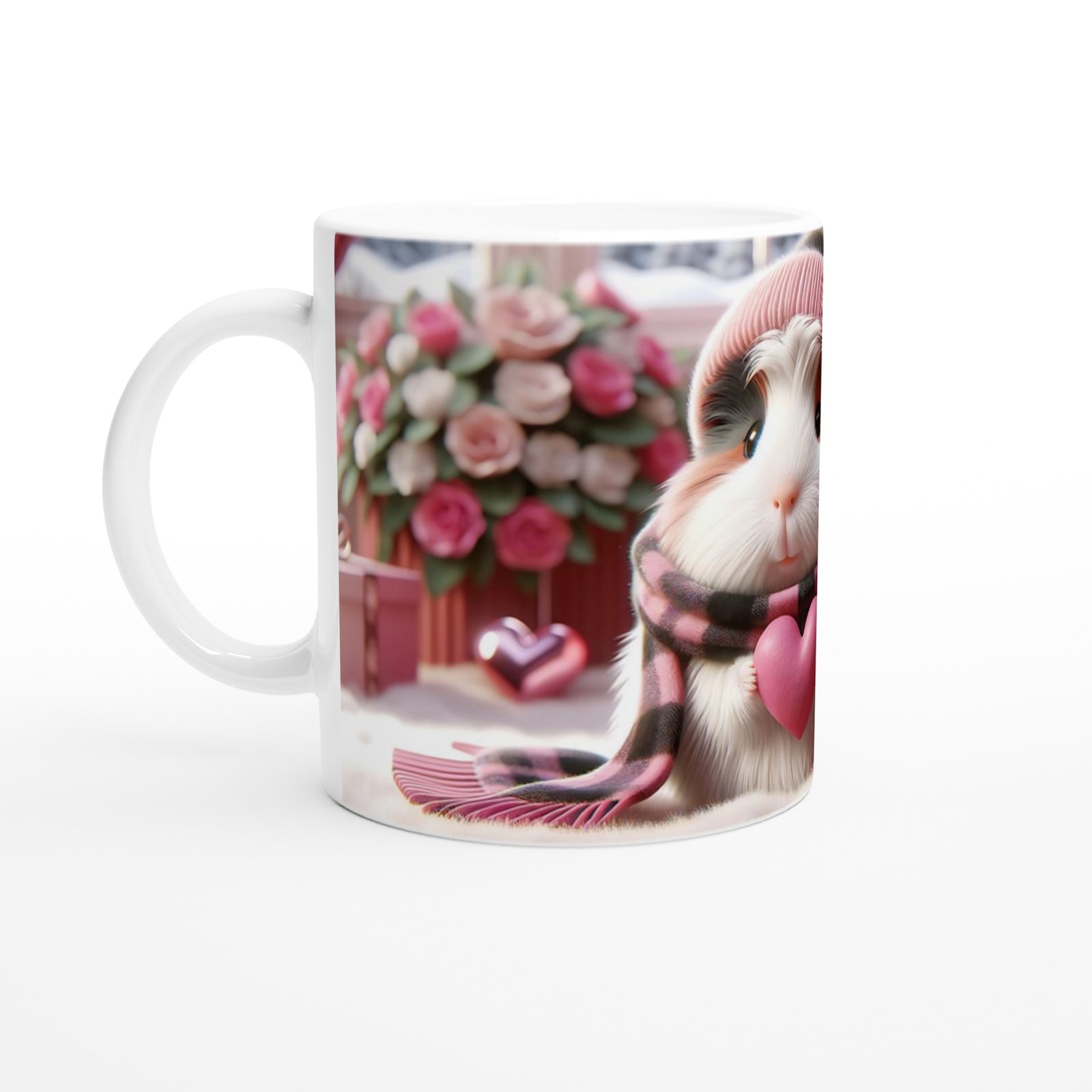 Pembe Kalpli Şapkalı Ginepig Temalı Baskılı Kupa Bardak - 2