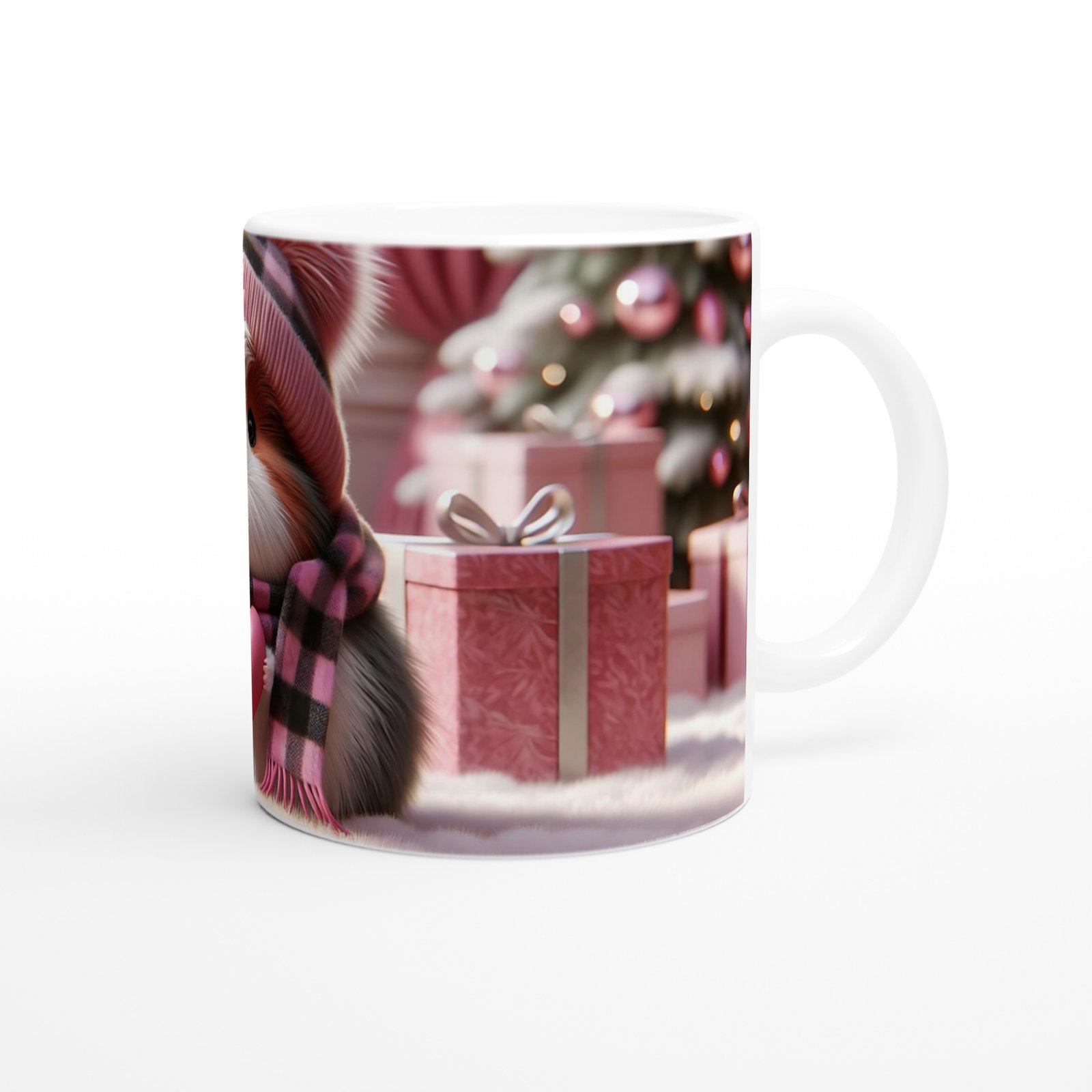 Pembe Kalpli Şapkalı Ginepig Temalı Baskılı Kupa Bardak - 3