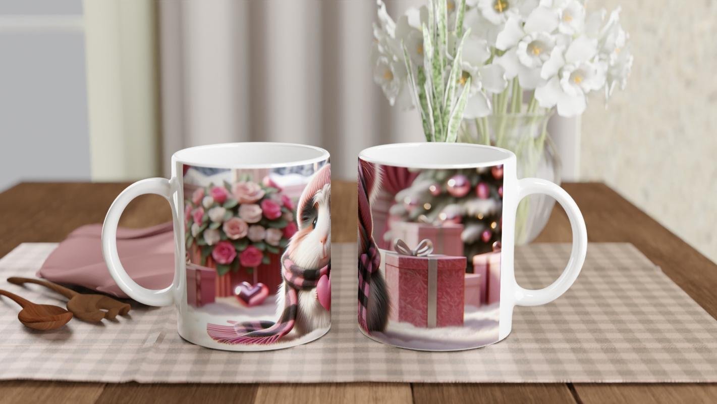 Pembe Kalpli Şapkalı Ginepig Temalı Baskılı Kupa Bardak - 5