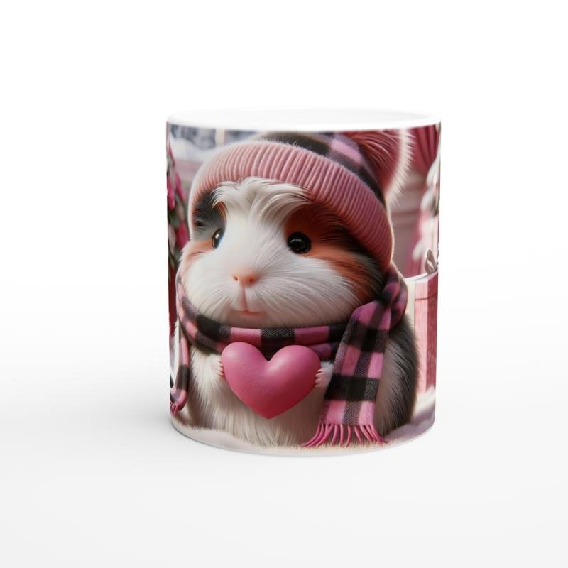 Pembe Kalpli Şapkalı Ginepig Temalı Baskılı Kupa Bardak