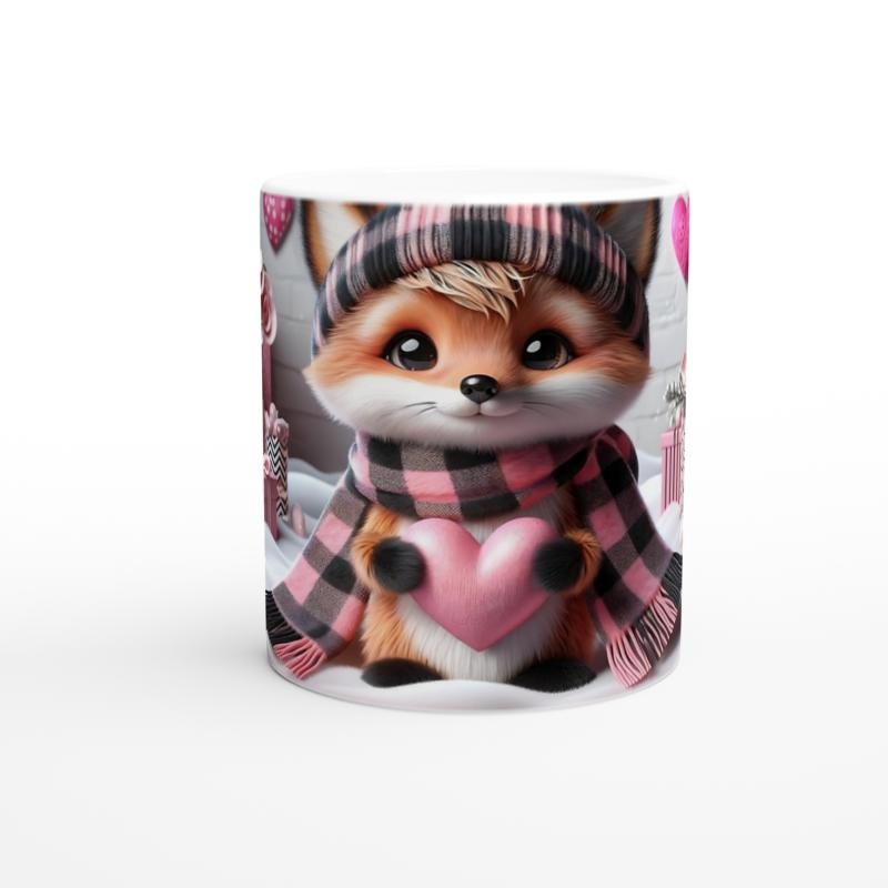 Pembe Kalpli Şirin Tilki Temalı Baskılı Kupa Bardak