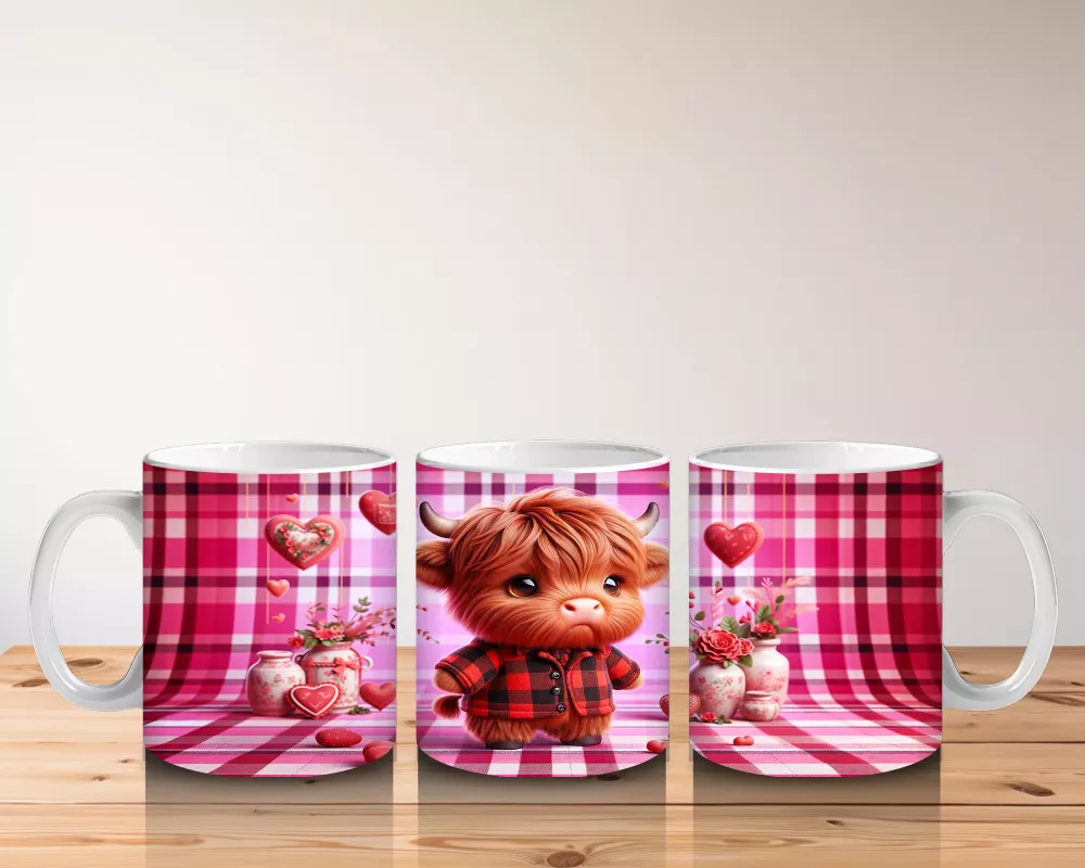 Pembe Kareli Fon Üzerinde Şapkalı Sevimli Kız Maskot – Baskılı Kupa Bardak - 5