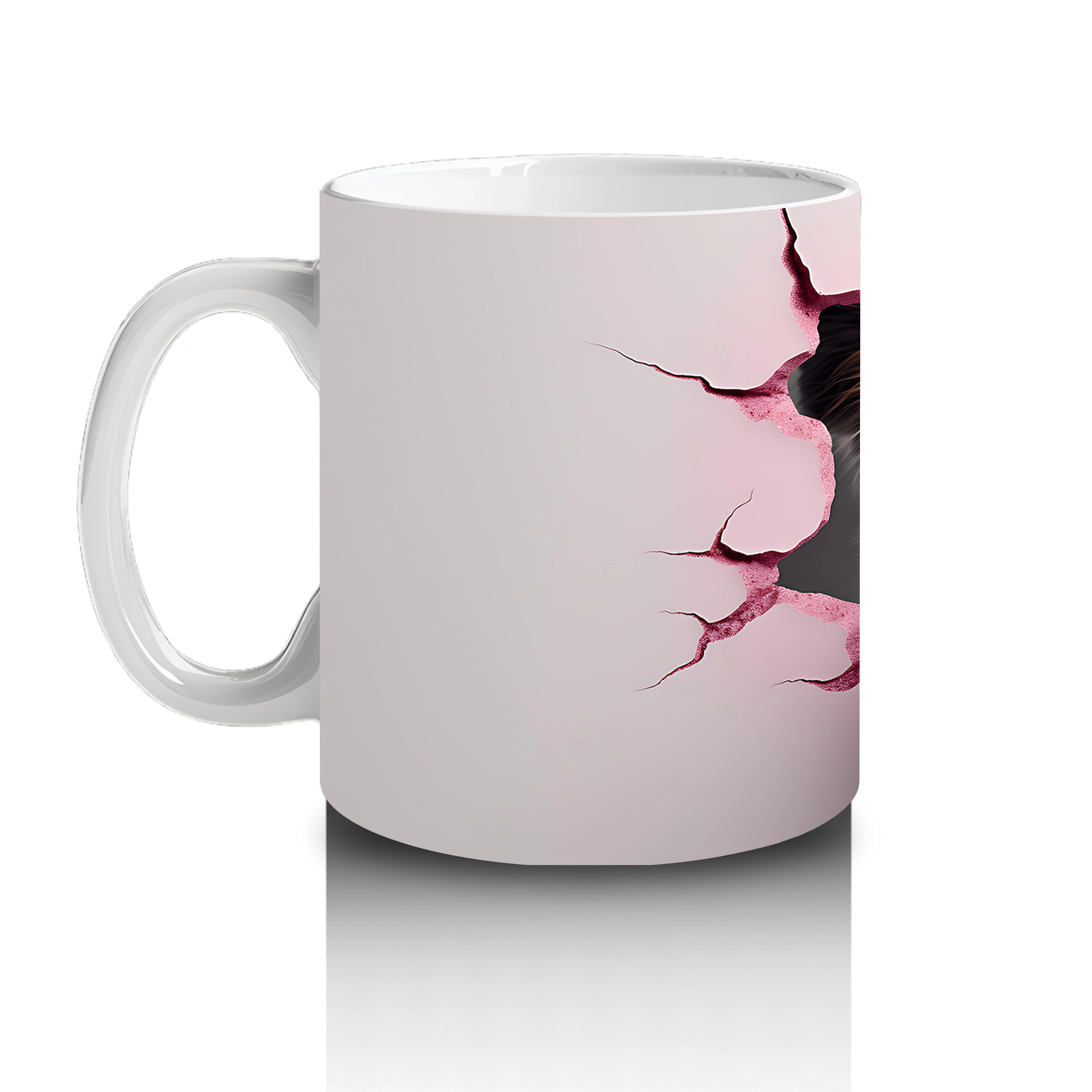 Pembe Kurdeleyle Süslenmiş Duvar Arasında Avustralyan Çoban Köpeği - Baskılı kahve kupası - 2