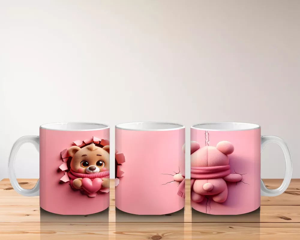 Pembe Oyuncak Ayılar – Baskılı Kahve Kupası - 5