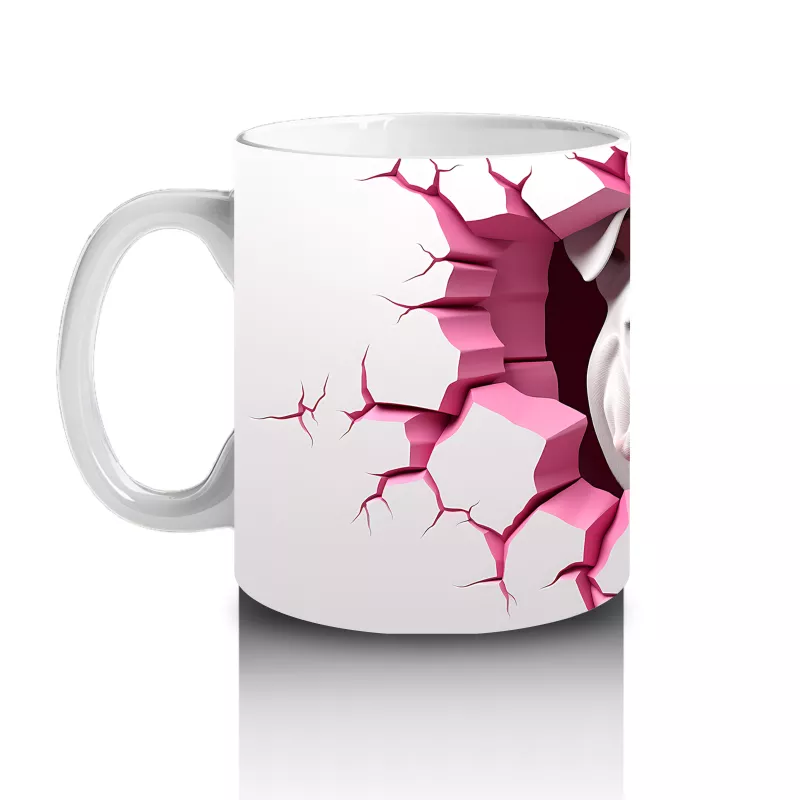 Pembe Patlak Duvar Arasından Buldog – Baskılı Kahve Kupası - 2