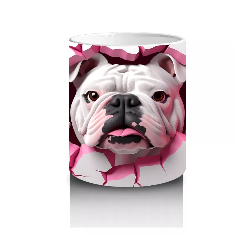 Pembe Patlak Duvar Arasından Buldog – Baskılı Kahve Kupası - 3
