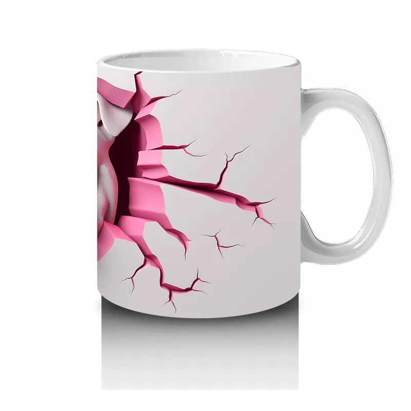 Pembe Patlak Duvar Arasından Buldog – Baskılı Kahve Kupası - 4