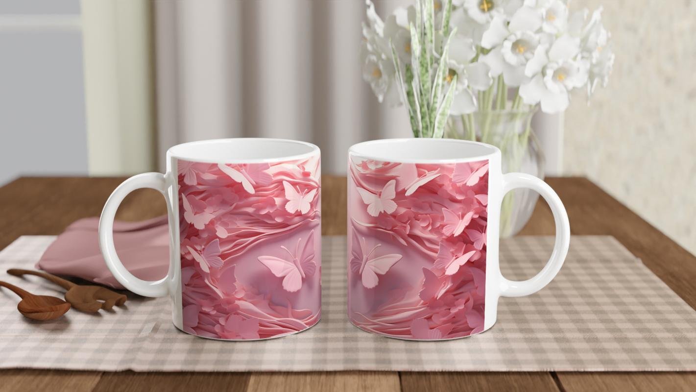 Pembe Rüyalar Kelebek Temalı Baskılı Kupa Bardak - 5