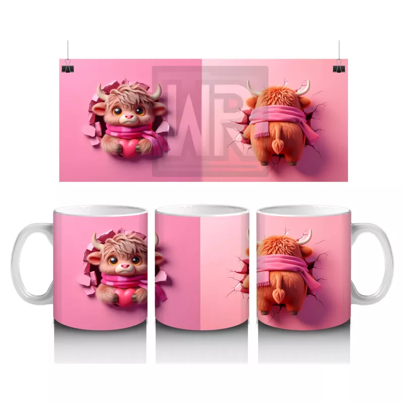 Pembe Şapkalı Sevimli Kız Maskot – Baskılı Kahve Kupası