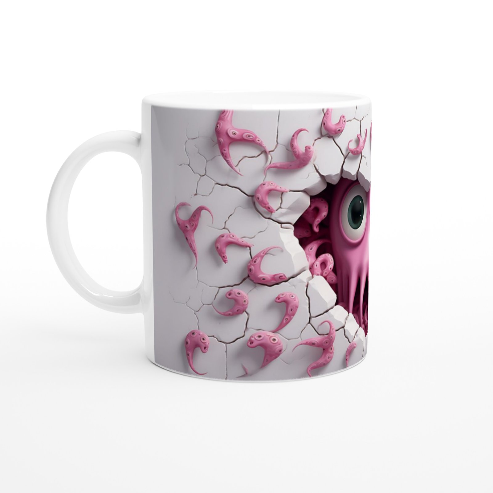 Pembe Sevimli Ahtapot Canavar Temalı Baskılı Kupa Bardak - 2