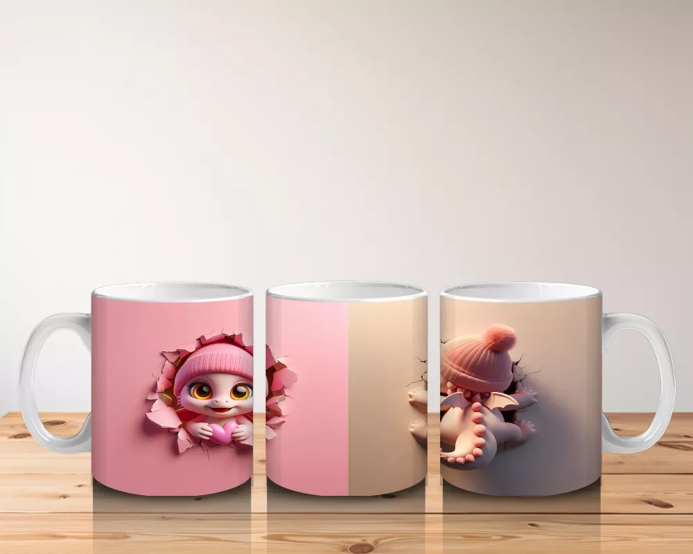 Pembe Tulumlu Oyuncak Bebekler – Baskılı Kahve Kupası - 5