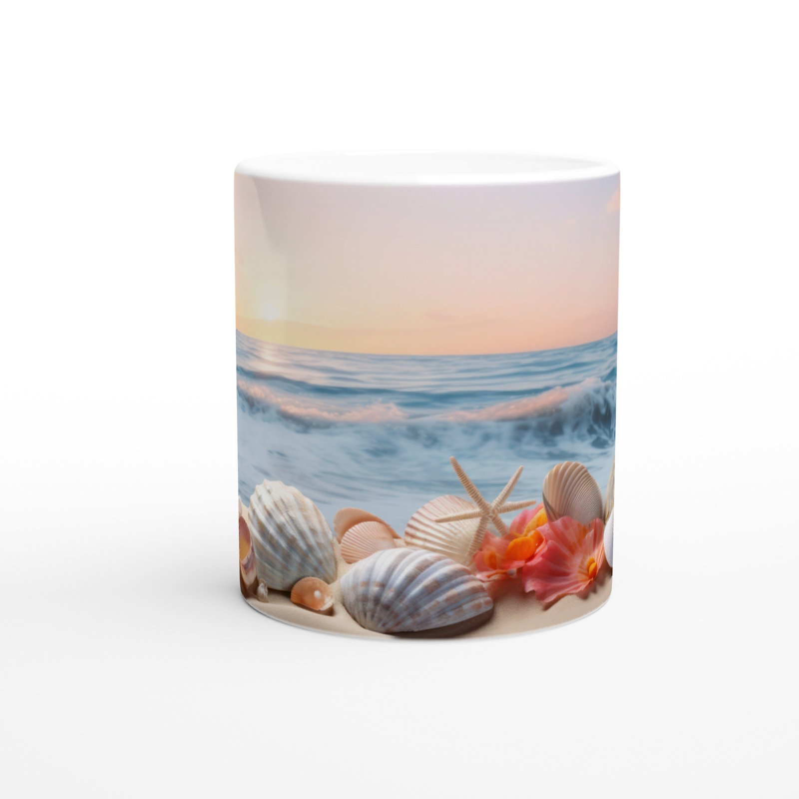 Pembe Ufukta Deniz Kabuğu Kupa Bardak