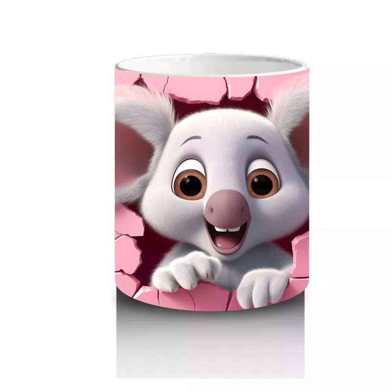 Pembe Zemin Üzerinde Sevimli Fare – Baskılı Kahve Kupası - 3