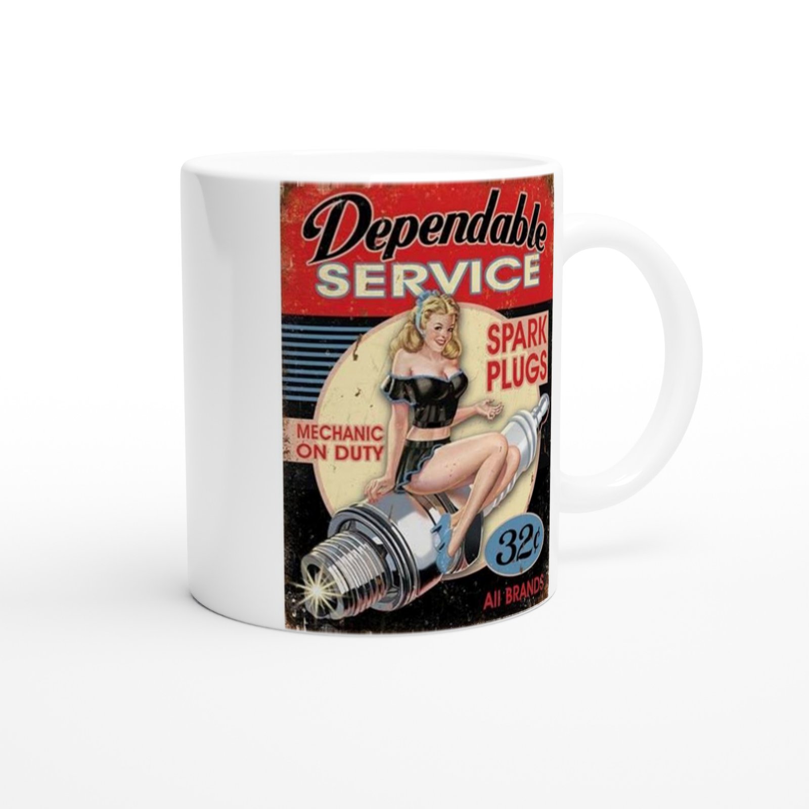 Pin-Up Bujili Retro Garaj Temalı Kupa Bardak - 2