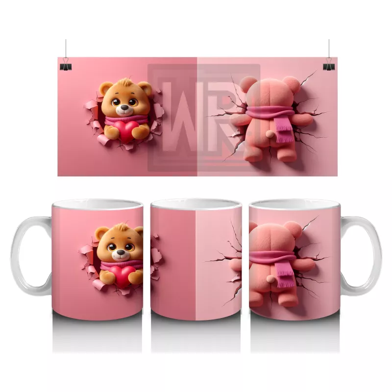 Ponponlu Bere Desenli Şirin Ayıcık Figür – Baskılı Kahve Kupası