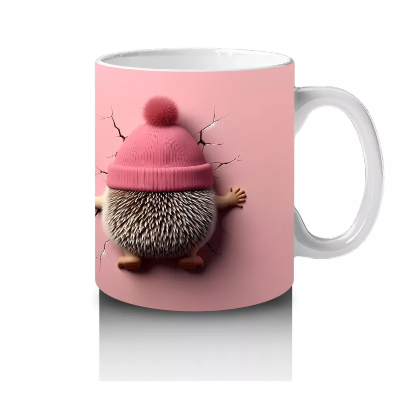 Ponponlu Şapkalı Maskot Kız ve Örgü Bere Figürü – Baskılı Kahve Kupası - 4