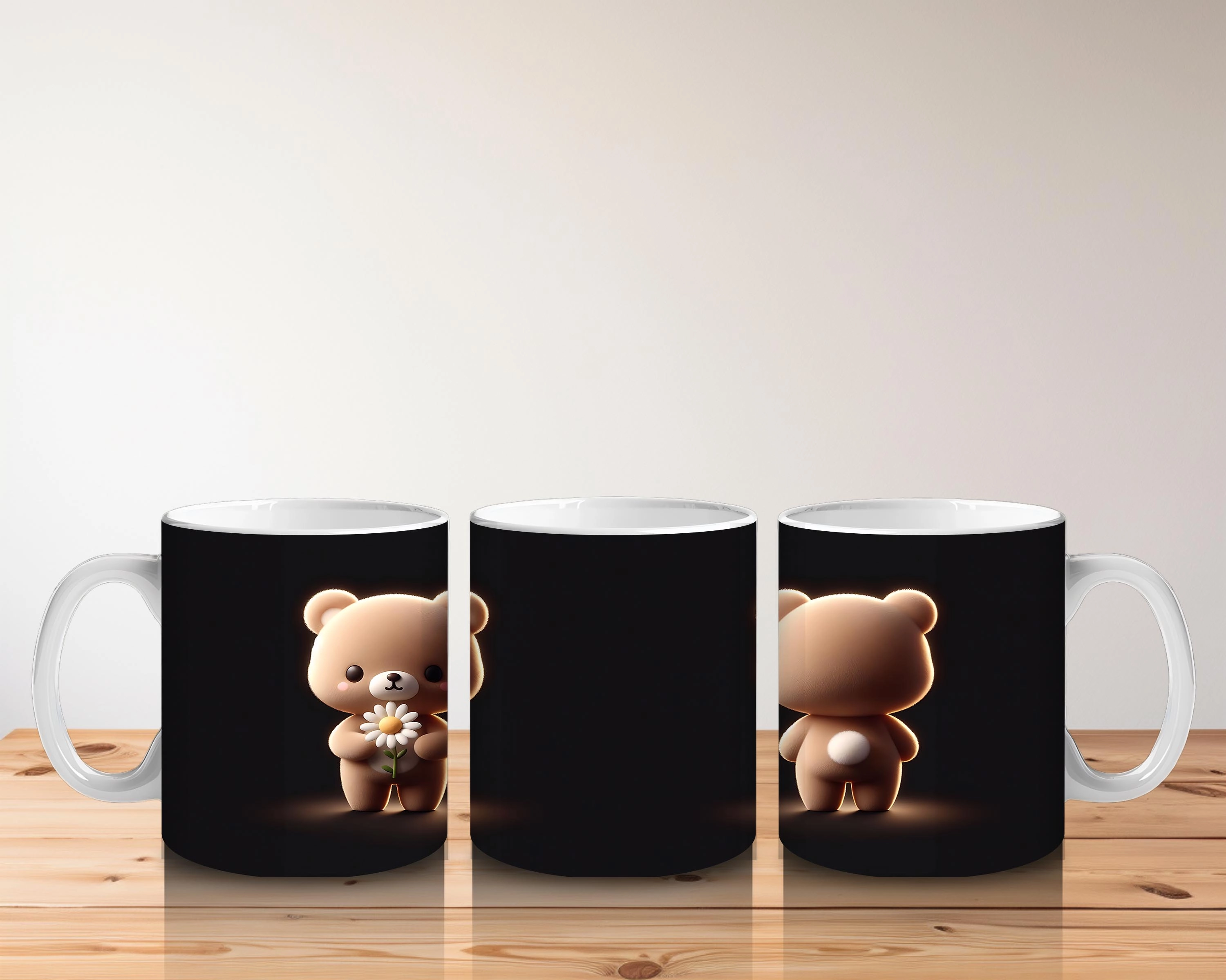 Poz Veren Sevimli Ayıcık Çifti – Baskılı Kahve Kupası - 5